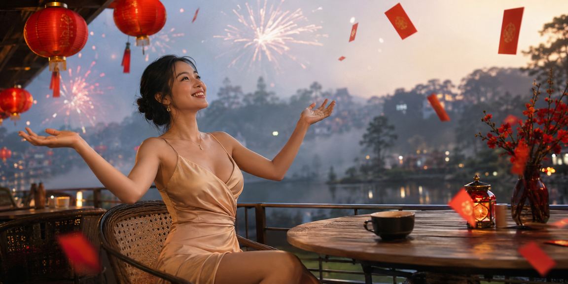 Người dùng trẻ tại Đà Lạt tham gia giải thưởng trực tuyến bên ly cà phê sáng