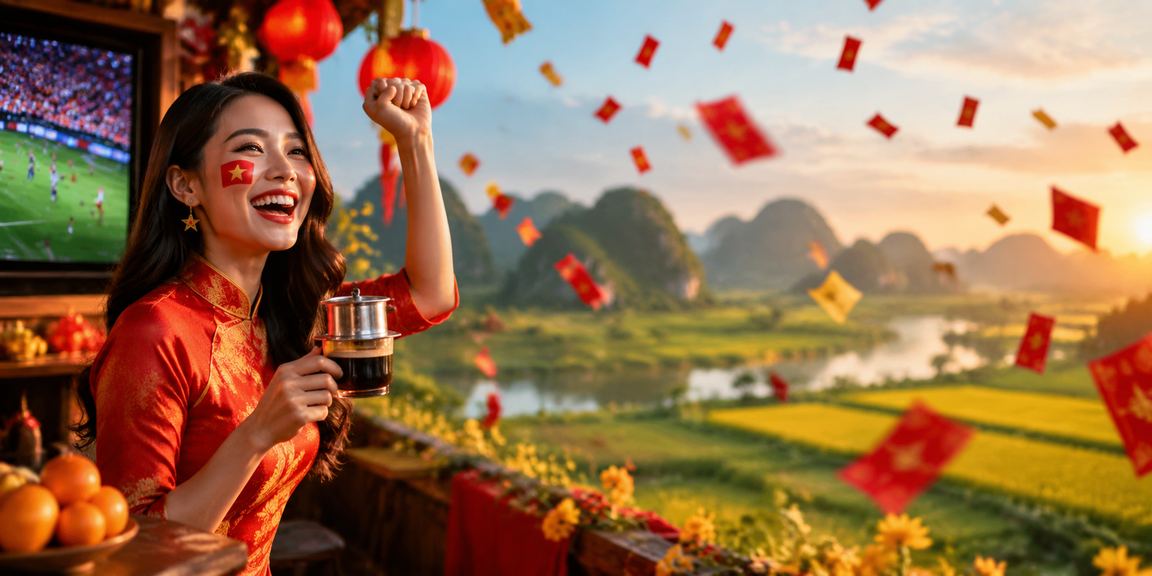 Người dùng Ninh Bình xem thông tin giải thưởng và phần thưởng trực tuyến bên ly cà phê sáng